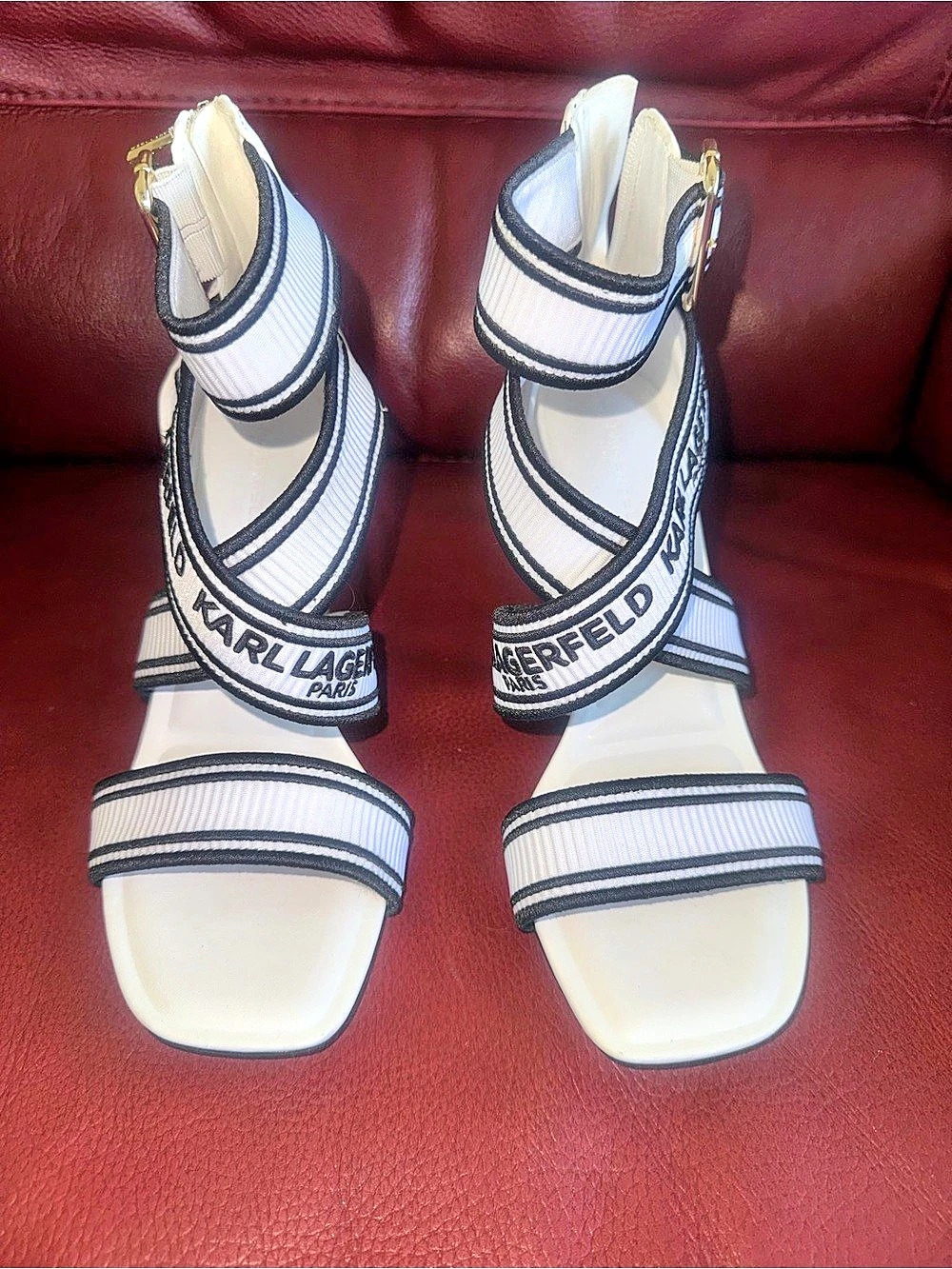 Karl Lagerfeld Striped White & Black Heels US 9M